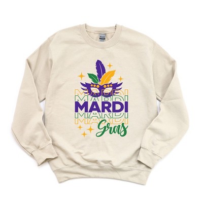 Simply Sage Market Women's Graphic Sweatshirt Mardi Gras Mask Sparkle