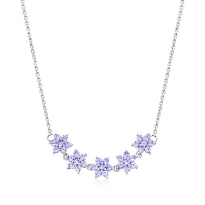 Ross-Simons 3.80 ct. t.w. Tanzanite Floral Necklace in Sterling Silver