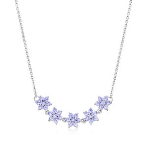 Ross-Simons 3.80 ct. t.w. Tanzanite Floral Necklace in Sterling Silver - 1 of 3