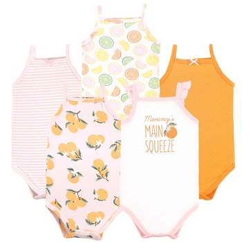 Hudson Baby Infant Girl Cotton Bodysuits, Citrus Orange