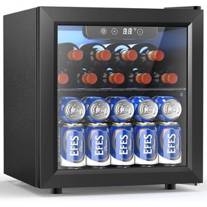 ZAFRO 12 Bottle Cabinet Beverage Refrigerator Mini Fridge Low Noise Clear Glass Door Counter Top Cellar for Beer Soda Bar 1.3 cu.ft Black - 1 of 4