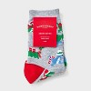 Women's Christmas Dinosaur Crew Socks - Wondershop™ Gray/Red 4-10 - 2 of 3