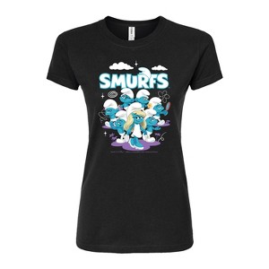 Women's - Smurfs - Group Logo Fitted Graphic T-Shirt - 1 of 2