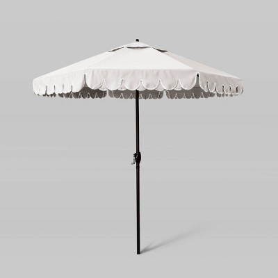 7.5' Sunbrella Scallop Base Market Patio Umbrella with Auto Tilt - Bronze Pole - California Umbrella