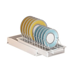 Dish Drying Rack Pull Out Cabinet Organizer - Stainless Steel Slide Out Drawer with Drip Tray Drain Board for Kitchen Cupboard - 1 of 4