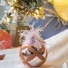 TopComfy Decorative Object Glass Christmas Ball Ornaments Flocking and Feather Design Set for Holiday Decor, Pink, 4.7"*4.7"*4.7" - 2 of 4