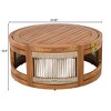 ORRD 27.95" Acacia Wood Outdoor Coffee Table - Handwoven Rope Boho Patio Table - 4 of 4