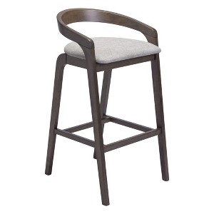 HomeRoots Set of Two 31" Gray and Espresso Fabric and Solid Wood Low Back Bar Height Bar Chairs - 1 of 4