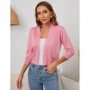 Clearlove Women's 3/4 Sleeve Open Front Cropped Cardigan Sweater Lightweight Knit Short Shrugs - 2 of 4