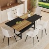 71" Modern Black Square Dining Table Set with Storage Shelf and 6 PU Upholstered Armless Chairs, Ideal for Kitchen or Apartment -3irtyhousy - 2 of 4