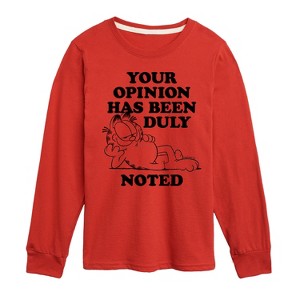 Boys' - Garfield - Your Opinion Has Been Duly Noted Long Sleeve Graphic T-Shirt - 1 of 4