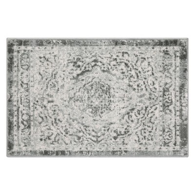 Vintage Rug Soft  Non Slip Plush Carpet Low Pile Stain Resistant Floor Cover Oriental Accent  Rug for Living Room Bedroom Nursery,Grey/2'x3'