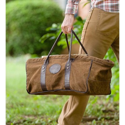 Plow & Hearth - Heavy Duty Canvas Log Carrier With Leather Handles
