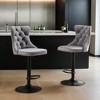 Leovsnove Swivel Bar Stools Set of 2, Upholstered Bar Stools with Nailheads Trim and Velvet Tufted Back, Adjustable Counter Height Bar Stools - 3 of 4