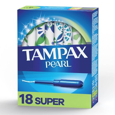 Tampax Pearl Tampons Super Absorbency with LeakGuard Braid Unscented - 18ct