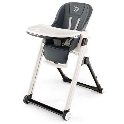 Image of Babyjoy Foldable High Chair Baby Height Adjustable Feeding Chair for Toddlers Dark Gray