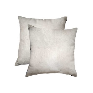 HomeRoots Set of Two Off White Cowhide Throw Pillow - 1 of 4