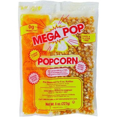 Gold Medal Mega Pop Popcorn Kits with Butter Flavor & Coconut Oil – 8oz Packs, 36/Carton