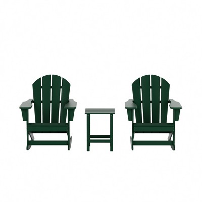 WestinTrends 3 Piece set Outdoor Patio Poly Adirondack rocking chairs with side table