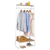 Karl Home Open Wardrobe with Millennium Oak MDF & White Iron Frame 25.2x15.7x59.4 Inches 2-Layer Storage - 3 of 4
