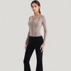 Anna-Kaci Active Women's Long Sleeve Fitted Athletic Top with Notch Neckline and Contoured Seams - 2 of 4