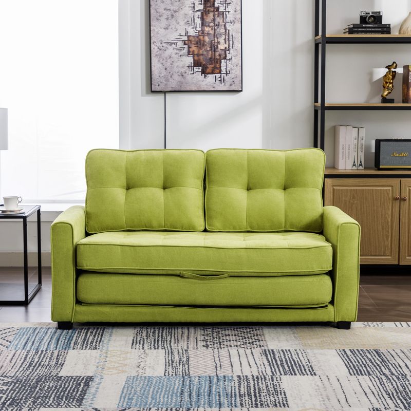 59.4" Upholstered Loveseat Sofa Couch, Pull-Out Sofa Bed with Side Pocket-ModernLuxe, 1 of 16
