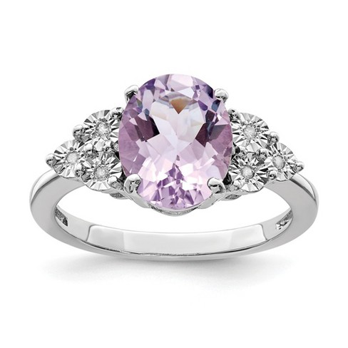 10K Gold Amethyst And 0.03cttw top Diamond Ring