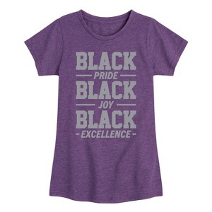 Girls' - Instant Message - Black Pride Joy Excellence Fitted Short Sleeve Graphic T-Shirt - 1 of 4