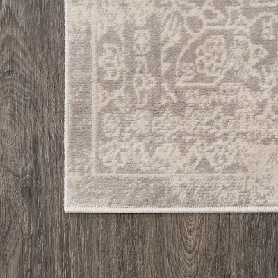 Ivory Rectangular Stain-Resistant Synthetic Area Rug, 5'x8'