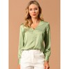Allegra K Women's Elegant Satin Long Sleeve Office Work Blouses - 2 of 4