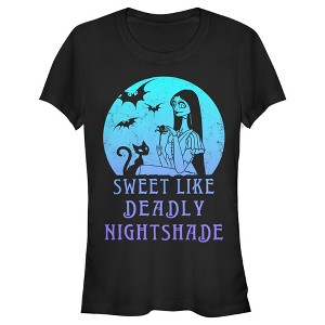 Juniors Womens The Nightmare Before Christmas Sally Sweet Like Deadly Nightshade T-Shirt - 1 of 4