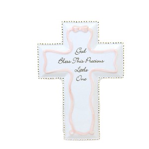 Religious 6.25" God Bless Wall Cross. Pink Ribbon  -  Wall Sign Panels - 1 of 3