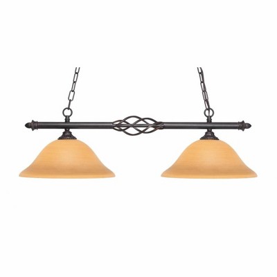 Toltec Lighting Elegante 2 - Light Island Pendant Light in  Dark Granite with 12" Cayenne Linen Shade