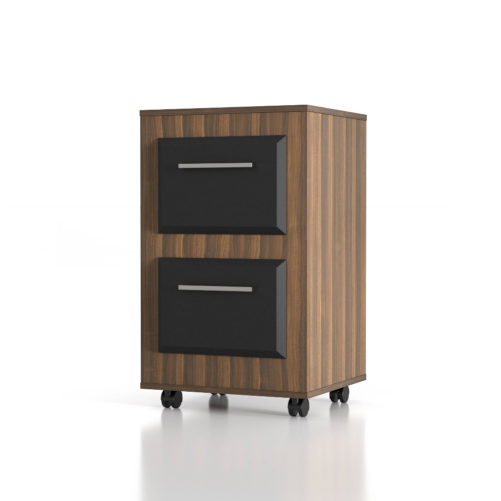 24/7 Shop At Home Maralasia Mobile 2 File Cabinet Light Walnut: Transitional Style, MDF Vertical Storage, Casters/Wheels