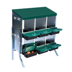 Chicken Nesting Boxes, Chicken Egg Laying Box with Chicken Perch, Roll Away Nest Box for Chicken Coop Hens Poultry - 1 of 4