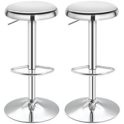 Homcom Adjustable Bar Stools Set Of 2, Modern Swivel Barstool