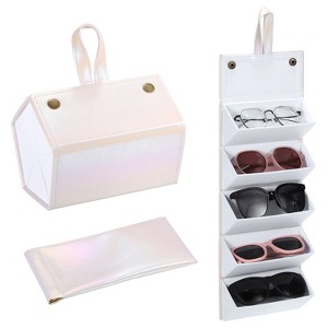 Unique Bargains Portable Leather Travel Sunglasses Eyewear Accessories Organizer - 1 of 4
