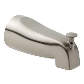 Built Industrial Brushed Nickel Bathtub Spout with Diverter, Tub Faucet with Slip-Fit Connection, 2.5 x 5 In