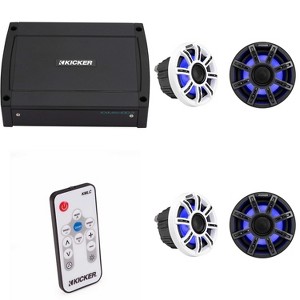 Kicker Premium Marine (2 Pair ) 6.5" Speaker and Amplifier bundle Includes LED Remote ( 51MSC654 & 48KXMA4002 ) - 1 of 4
