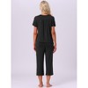 INSPIRE CHIC Womens Capri Pajamas Set Short Sleeve Button Down Sleepwear V Neck Pjs 2 Piece Lounge Set - 4 of 4