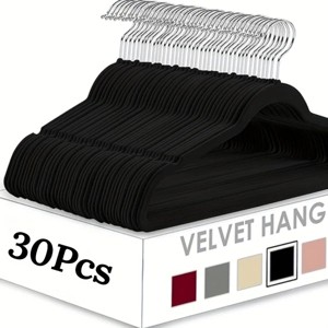 Racxily 30 Pack New Premium Quality Velvet Hangers Ultra Thin Non Slip Adult Felt Space Saving Hangers for Closet, 360¡ã Swivel Hook Hold - 1 of 3