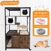 GustoWave Cat Litter Box Enclosure, Litter Box Furniture Hidden, Wooden Cat Washroom Furniture with Condo, Hammock, Brown - 2 of 4