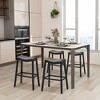 Tangkula Set of 4 Saddle Bar Stools Bar Height Kitchen Chairs w/ Rubber Wood Legs - 3 of 4