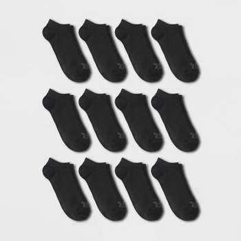 Men's No Show Light Weight Performance Socks 12pk - All In Motion™ Black 6-12