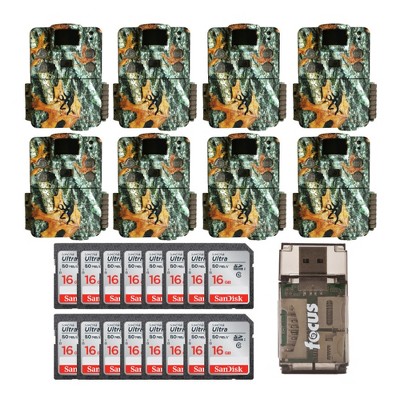 Browning Trail Cameras Strike Force Pro X 20MP IR Game Cam (8) w/ Cards & Reader
