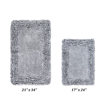 Shaggy Border Collection 2-Piece Bath Rug Set 100% Cotton Tufted Weave Ruffle Border Pattern Bathroom Rug for Machine Washable Bathmat
