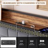 Bed Frame with Charging Station, LED Bed Frame with Storage Headboard, Upholstered Platform Bed Frame, No Box Spring Needed, Easy Assembly, Gray - 3 of 4