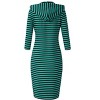 Coolmee Womens 3/4 Sleeve Hoodie Dress Casual Pocket Slim Pullover Knee Length Dress - 3 of 4