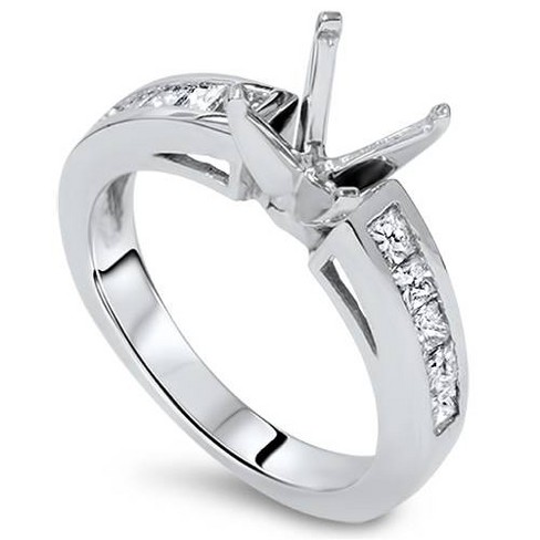 Cathedral Flat Band Square Moissanite Ring In 950 Platinum