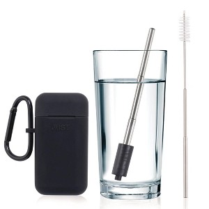 Reusable Stainless Steel Filtering Straw Collapsible With Carry Case and Brush - 1 of 4
